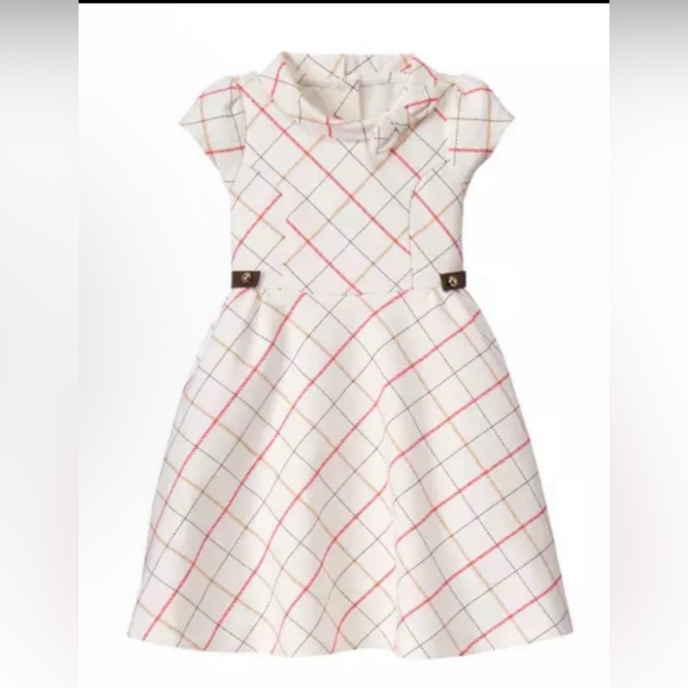 Janie & Jack Cream Plaid Riding Style Dress Size 2t